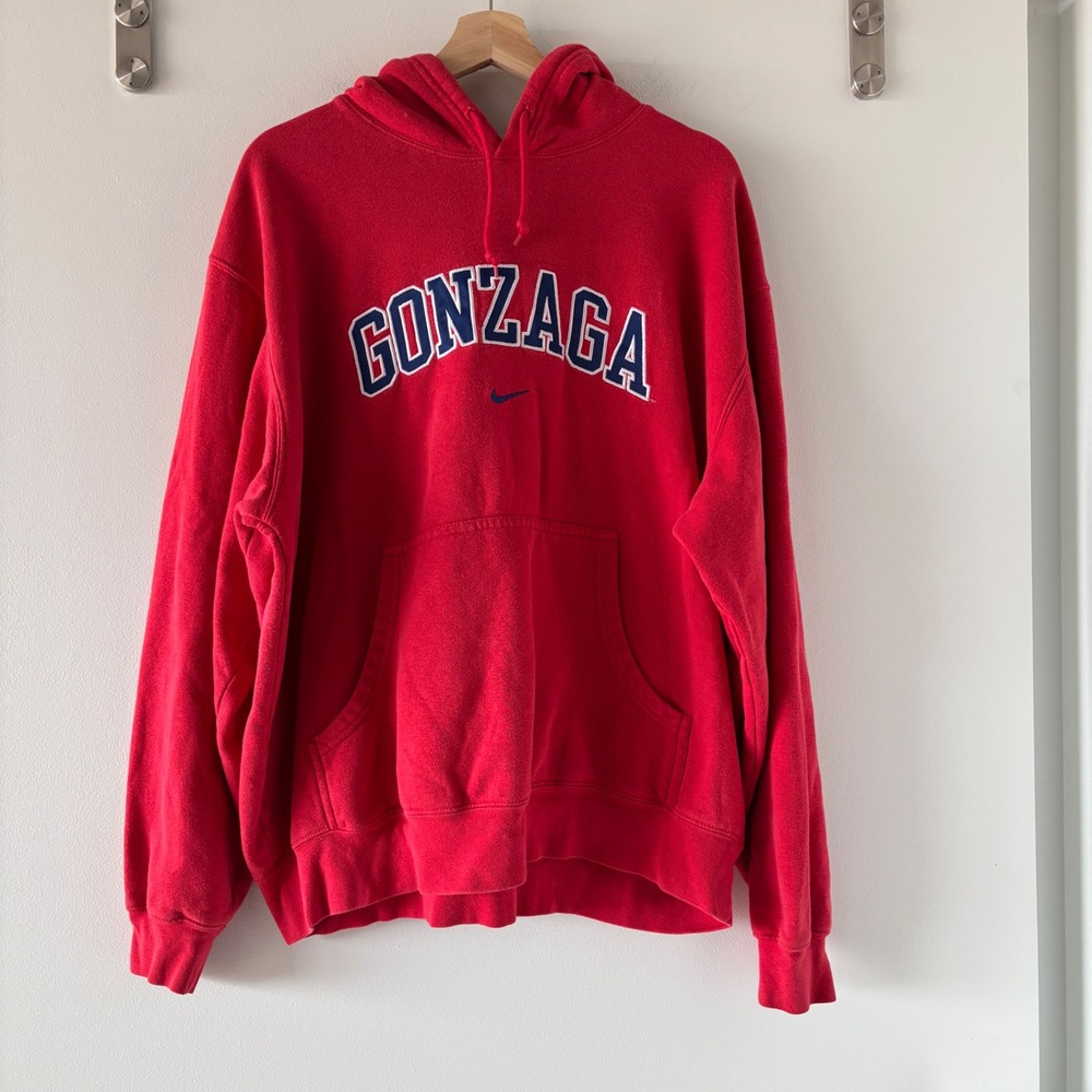 Vintage Y2K Nike Team Gonzaga Bulldogs Hoodie Red Embroidered Sweatshirt Mens L
